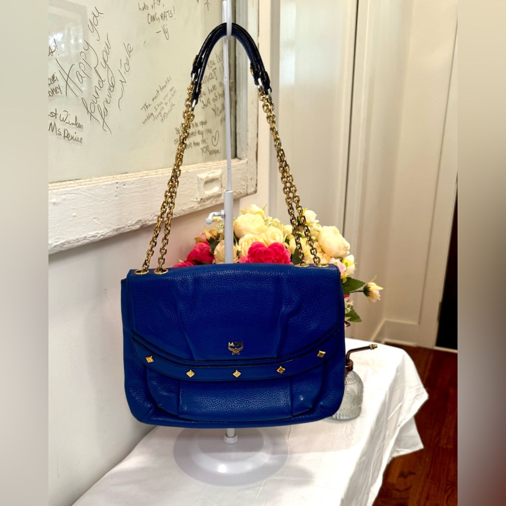 💙MCM Blue Leather Two Way Shoulder Bag💙